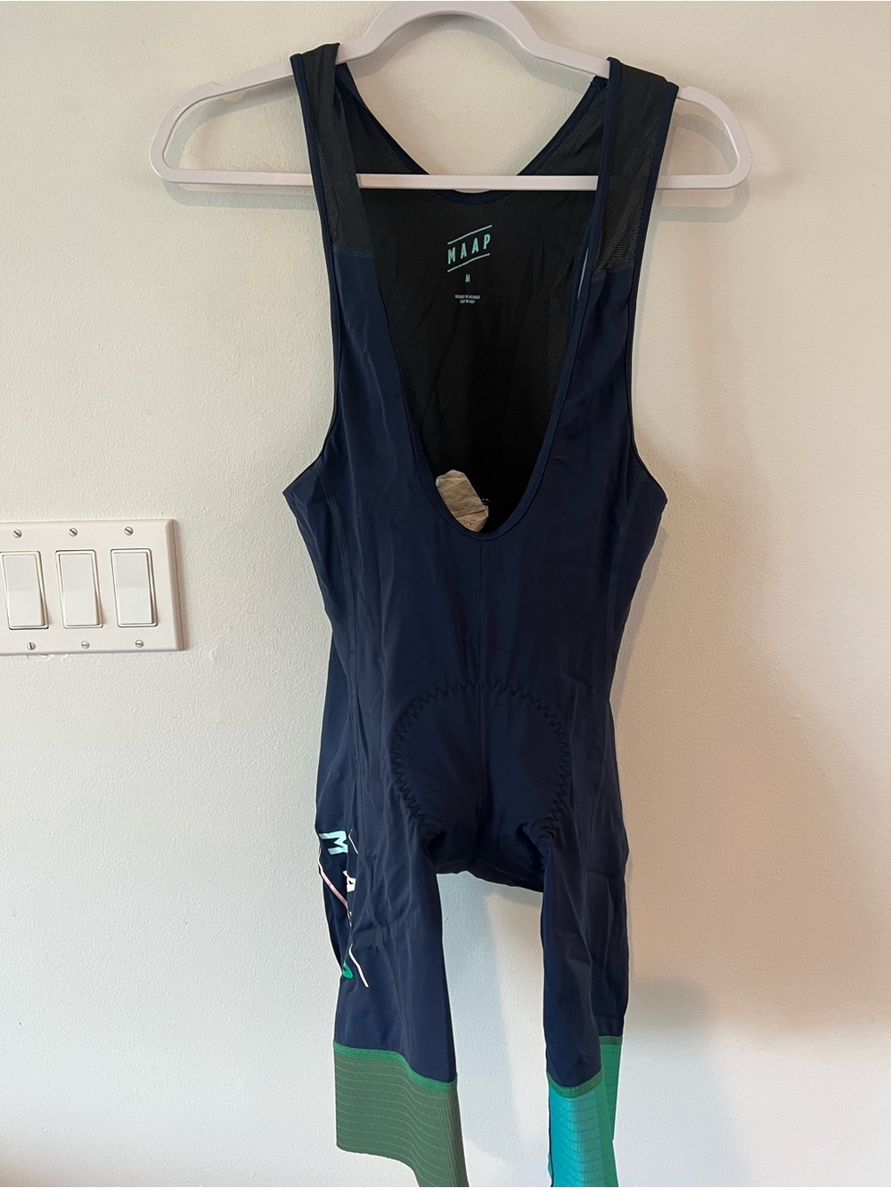 MAAP Men’s Medium M Navy Print Cycling Bib Shorts Cycle Bike Triathlon